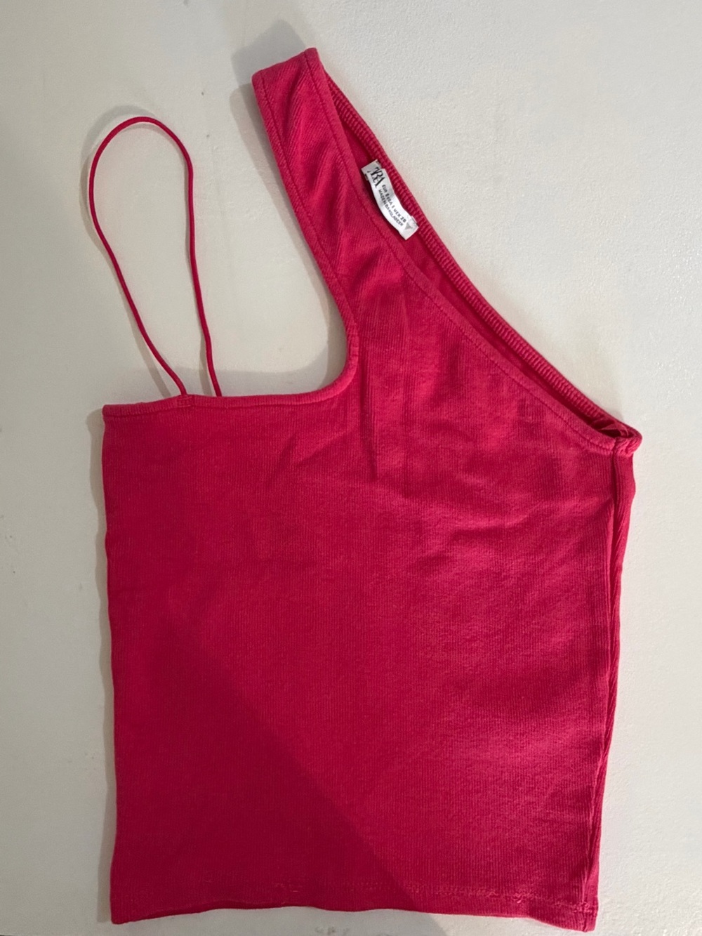 Zara Hot Pink One-Shoulder Asymmetric Camisole